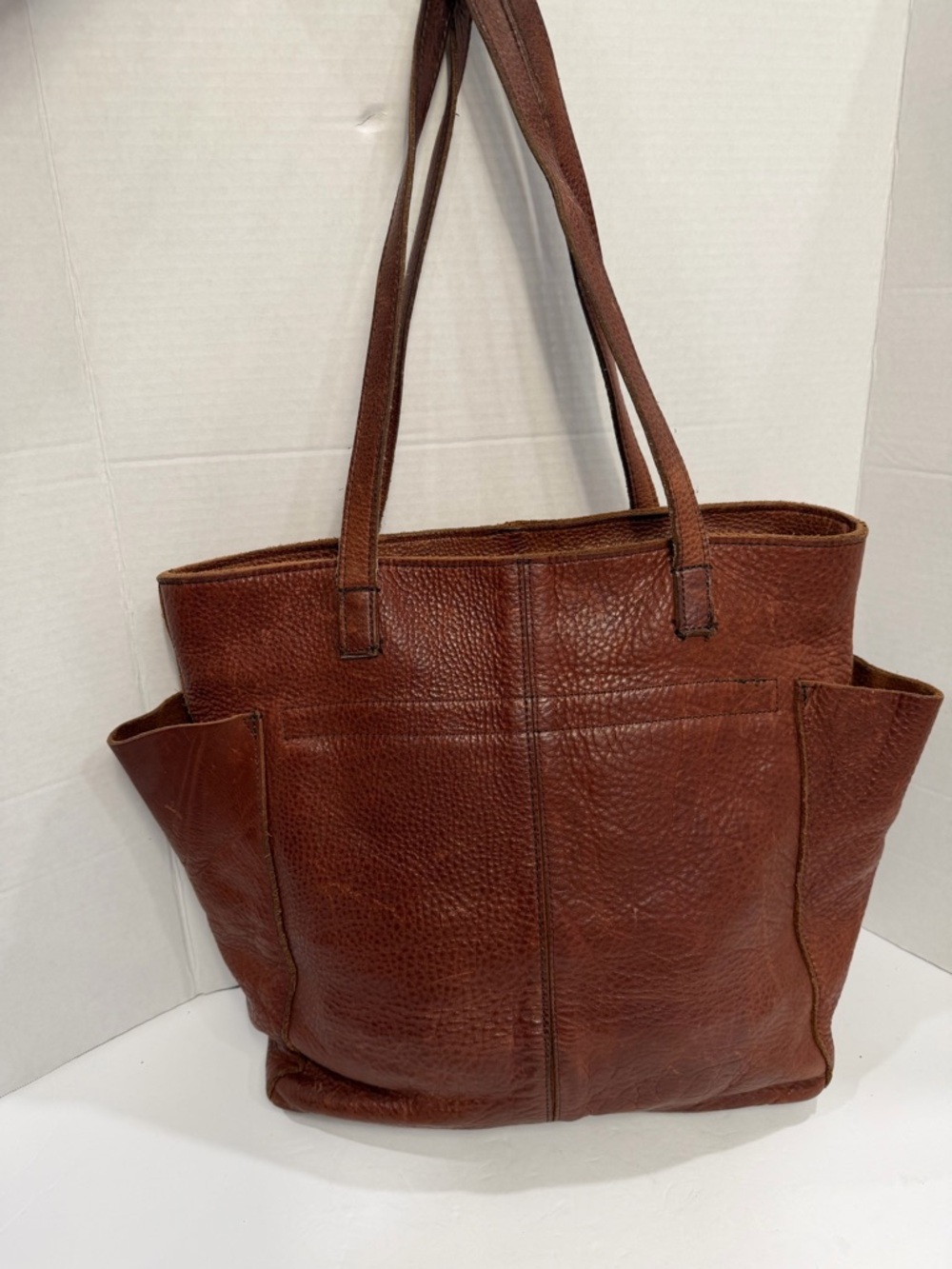 Duluth Trading Co. Pebbled Full Grain Leather Dark Brown Tote Shoulder Bag Purse